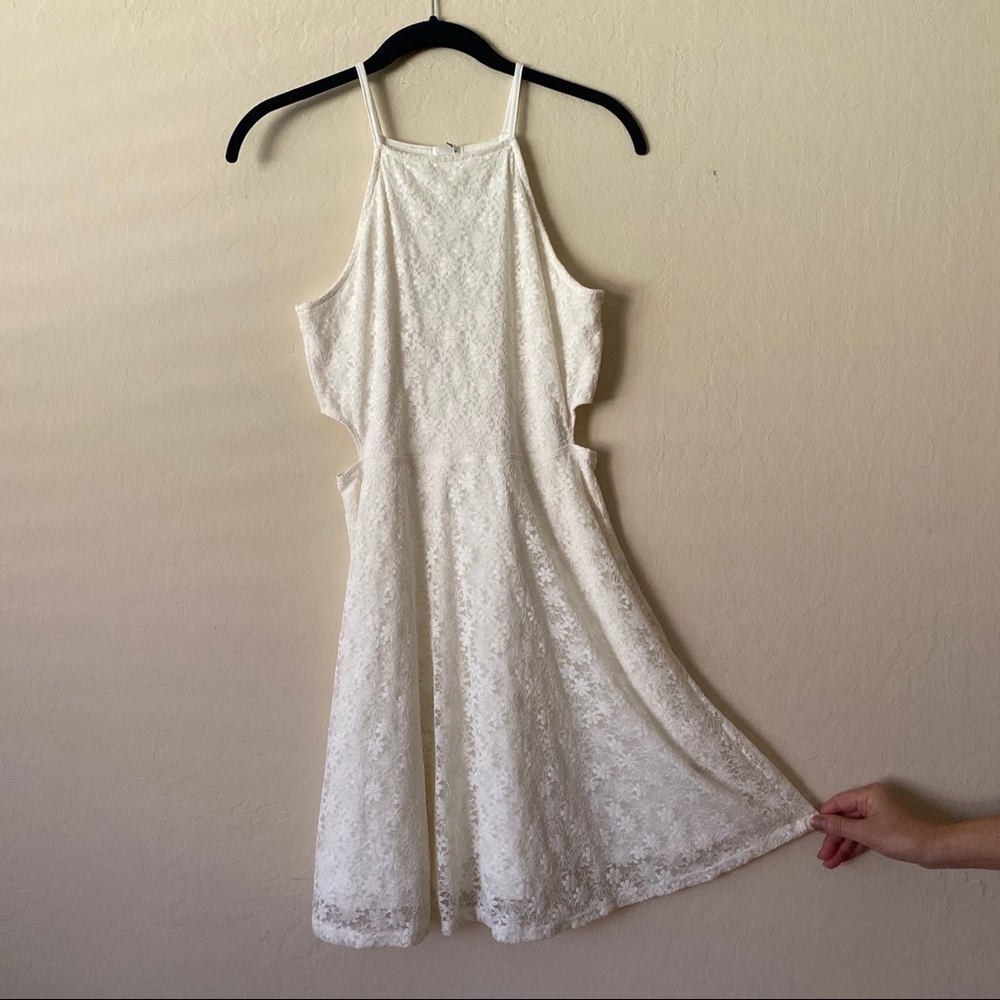 NWT White Lace High Neck Fit and Flare Dress